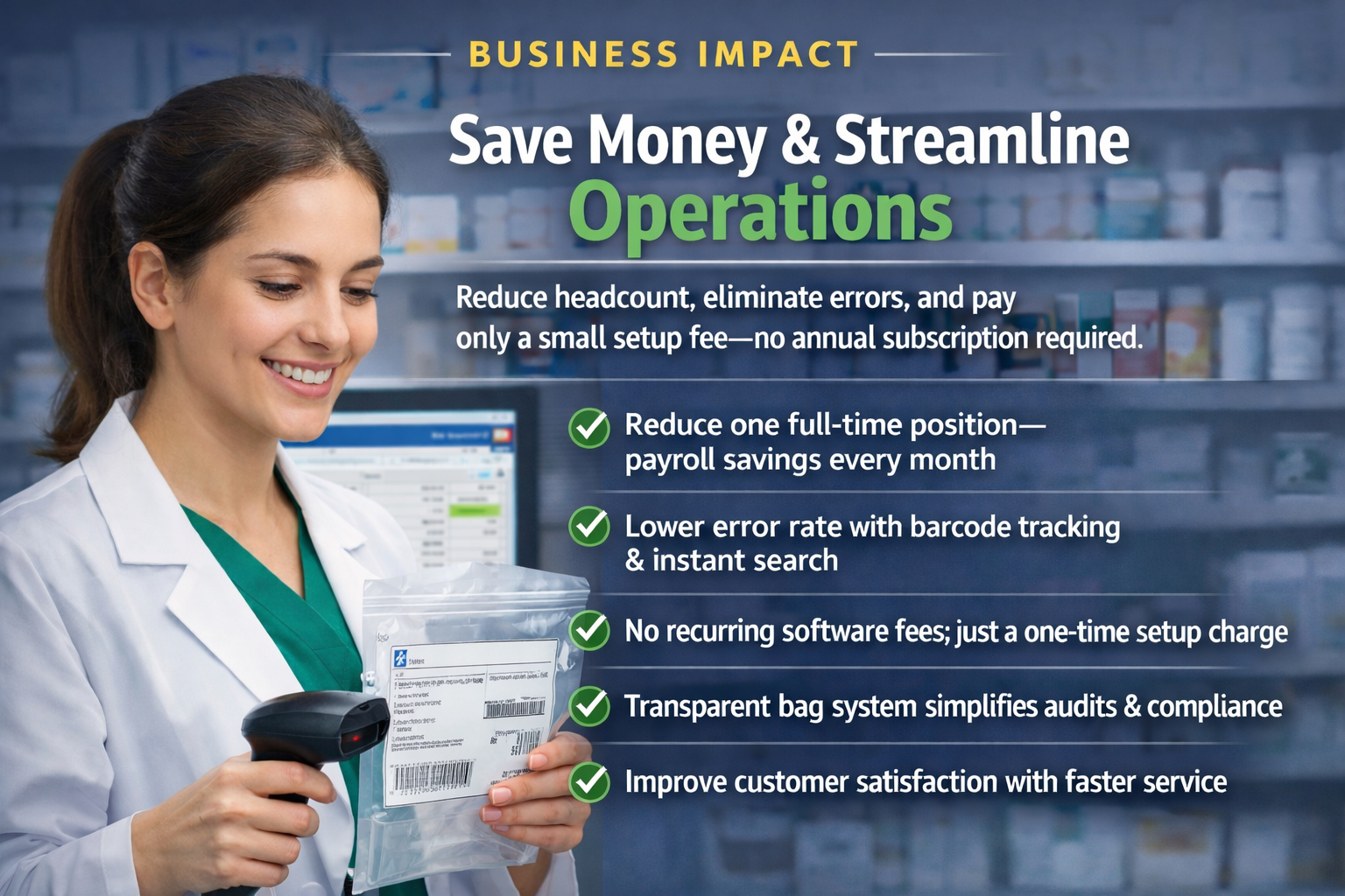 Pharmacy employee using Talentforged Rx system